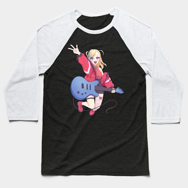 Anime Girl Rockstar Fantasy Band Anime Manga Baseball T-Shirt by Kali Space